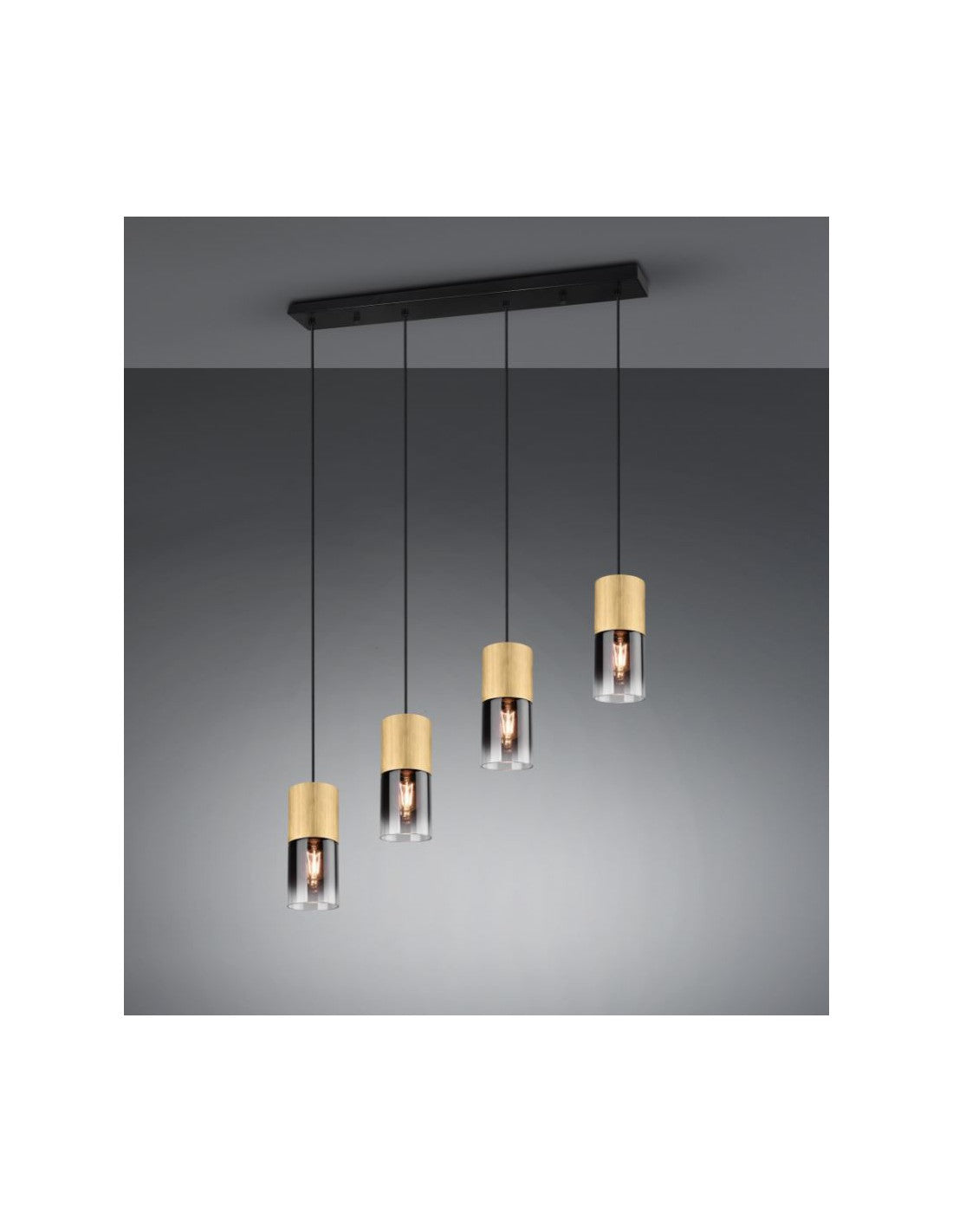 Isolierung mit 4 Cilzylinder Otton mit Vetro Fumé Robin Trio Lighting