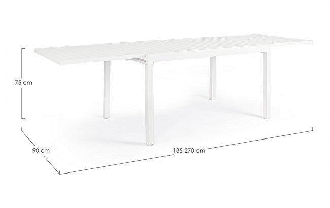 Pelagius Aluminiumtisch 135-270X90 Weiß Yk11