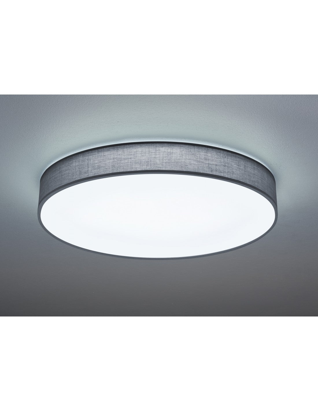 Großer Plafoniera Led Paralume Tessuto Grau Lugano Ø75 cm Trio Lighting