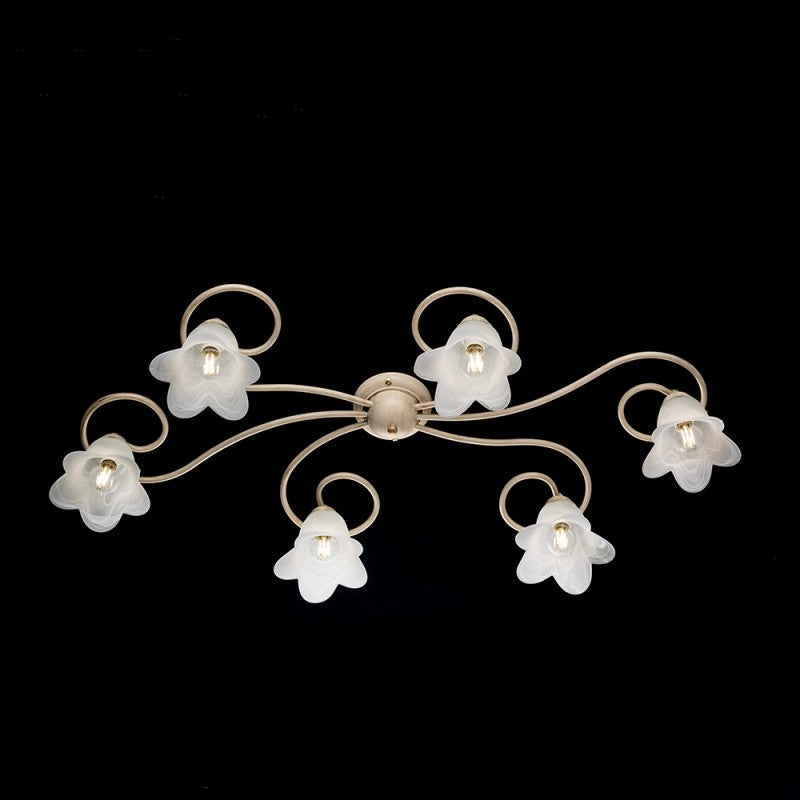 Plafonerin Blumen Eisenblumen Avoorium Oro, 6 paraluminische Lichter, 99x50x h17 cm