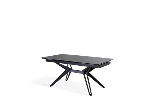 Ausziehbarer grau-schwarzer Tisch 90 cm x 160-240 cm cm H. 76 cm
