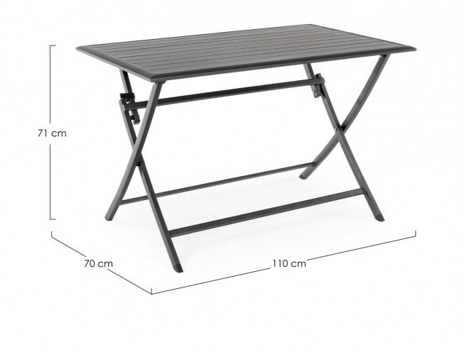 ELIN Anthrazitfarbener Aluminium-Außentisch 110x70x h71 cm