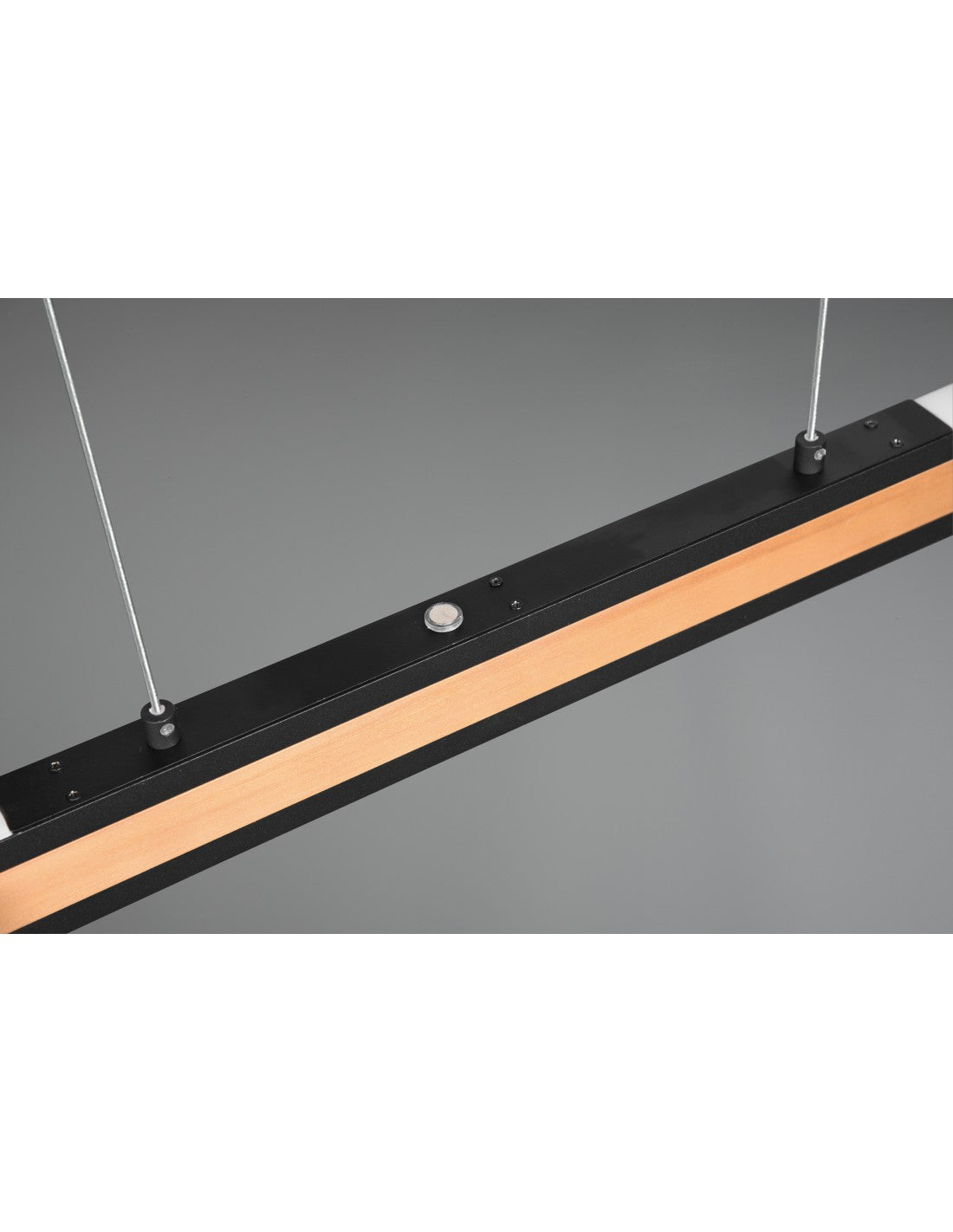 Büro-Kronleuchter mit Doppelemission, Vintage-Stil, Holz und schwarzes Metall, Dimmer, Deacon Trio Lighting