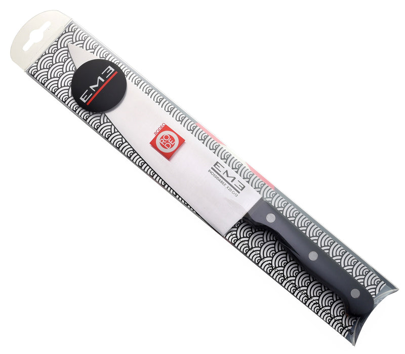 Professionelles Küchenmesser mit 20 cm Klinge und genietetem POM Griff, perfekt für jeden kulinarischen Bedarf.