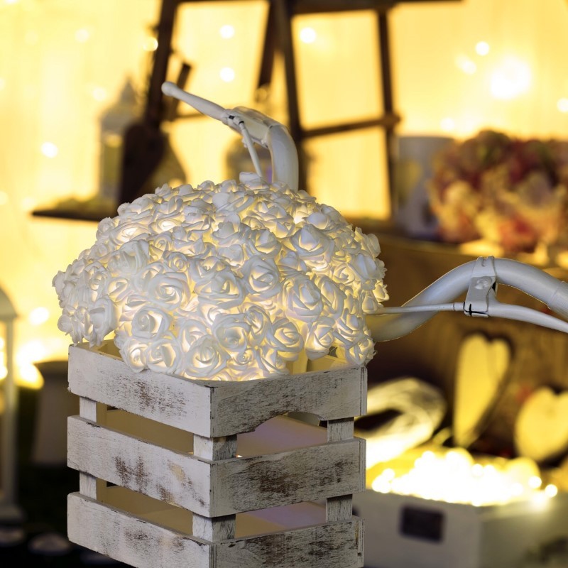 Blumenstrauß Weiße RBF-Rosen 120 LED 4m + Ø30cm