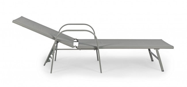 Arent Sonnenliege aus Stahl und mit taubengrauen Armlehnen 195 cm