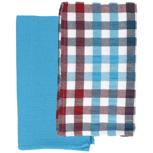 Set mit 2 Geschirrtüchern 50x70 cm, Erdbeeren, hellblaue Baumwolle