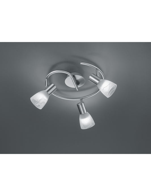 Girandola Visa Deckenleuchte 3xE14 LED Nickel und Alabasterglas Ø30 cm Trio Lighting