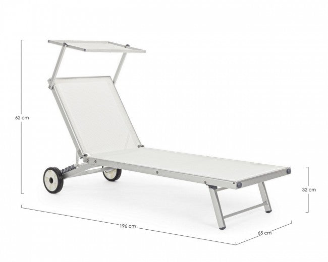 Cross-Sonnenliege mit weißen Aluminiumrädern