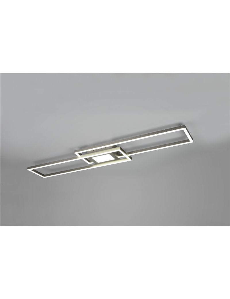 Ganado rechteckige LED-Deckenleuchte aus Stahl mit RGB-Hintergrundbeleuchtung und Multifunktions-Fernbedienung l. 110 cm moderne LED