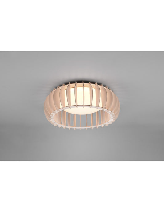 Deckenleuchte aus Naturholz, LED-Dimmerhalterung, Ø40 cm, Trio-Beleuchtung