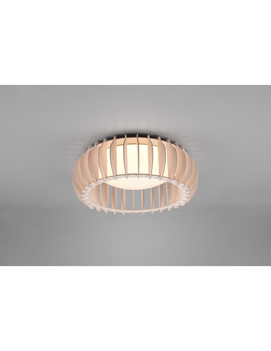 Deckenleuchte aus Naturholz, LED-Dimmerhalterung, Ø40 cm, Trio-Beleuchtung