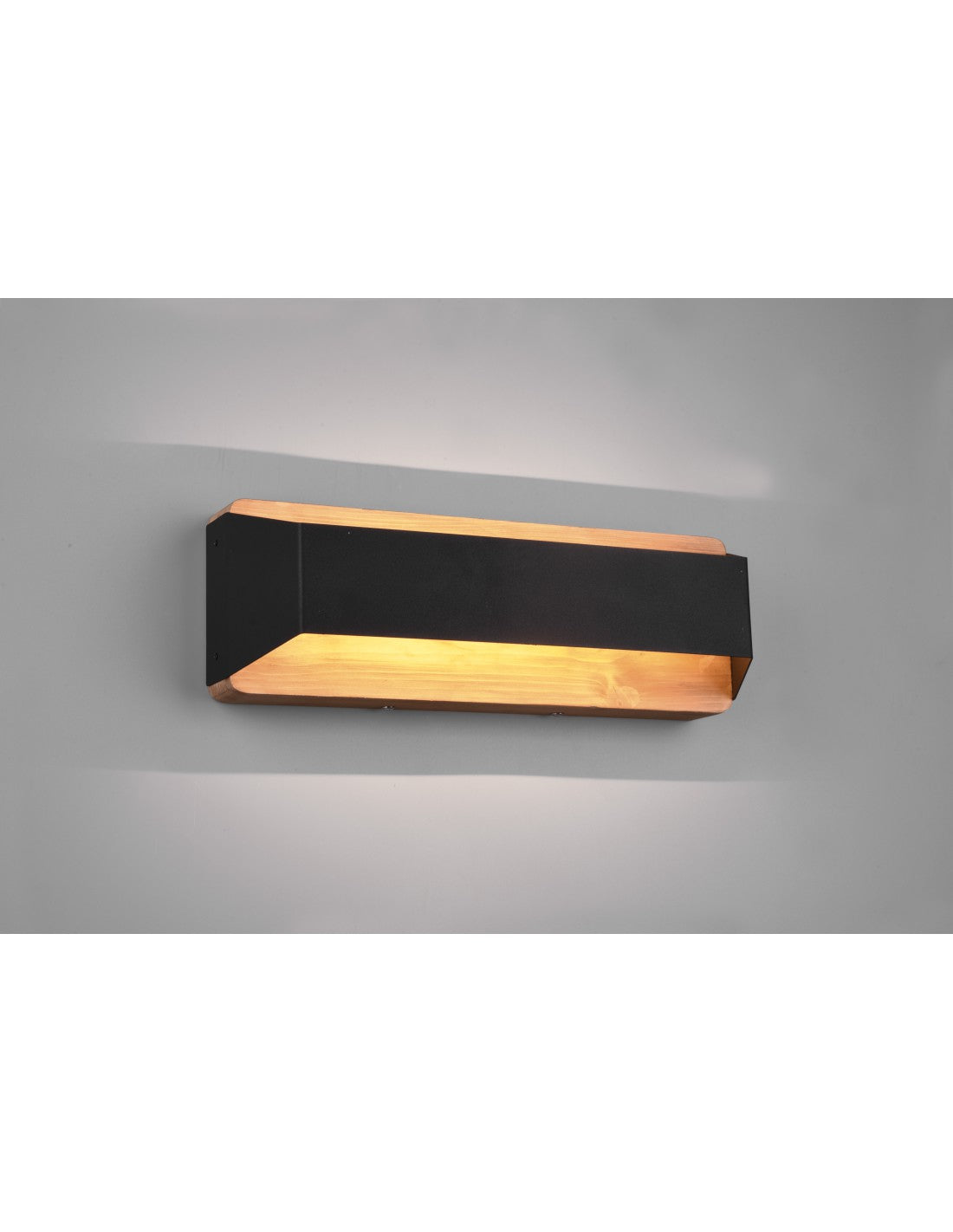 Rechteckige Wandleuchte Double Emission LED Arino Black Wood Trio Lighting