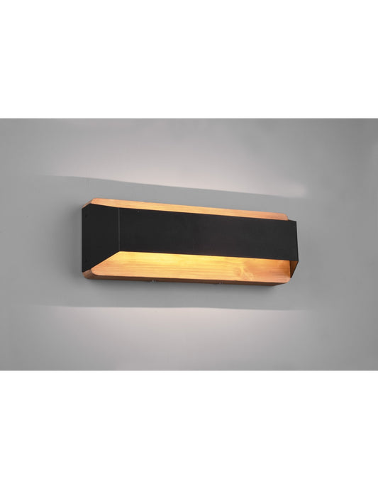 Rechteckige Wandleuchte Double Emission LED Arino Black Wood Trio Lighting