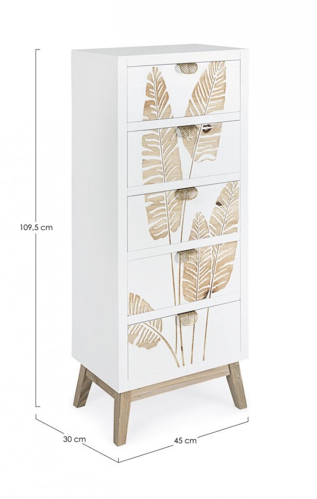 Kommode Folium mit 5 Schubladen aus melaminharzbeschichtetem Holz