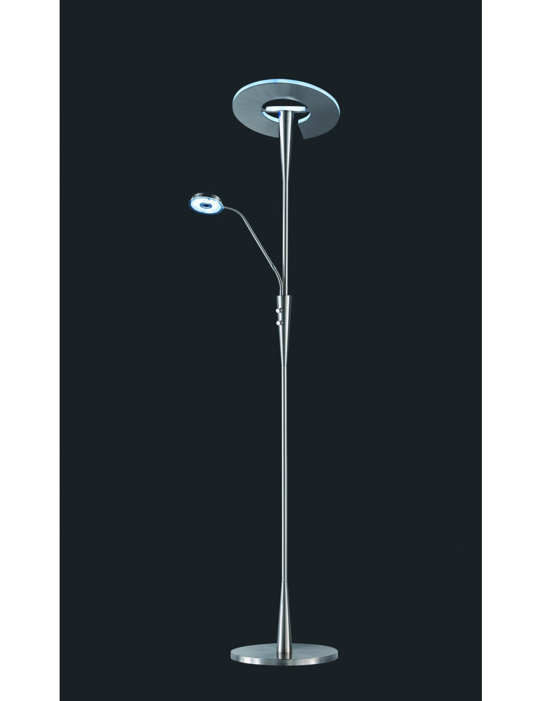 LED-Stehleuchte mit dimmbarem Lesespot Quebec Nichel Trio Lighting