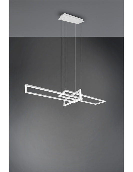 Salinas Pendelleuchte 3 Rechtecke LED 34w Weiß L110 cm Dimmbare Trio-Beleuchtung