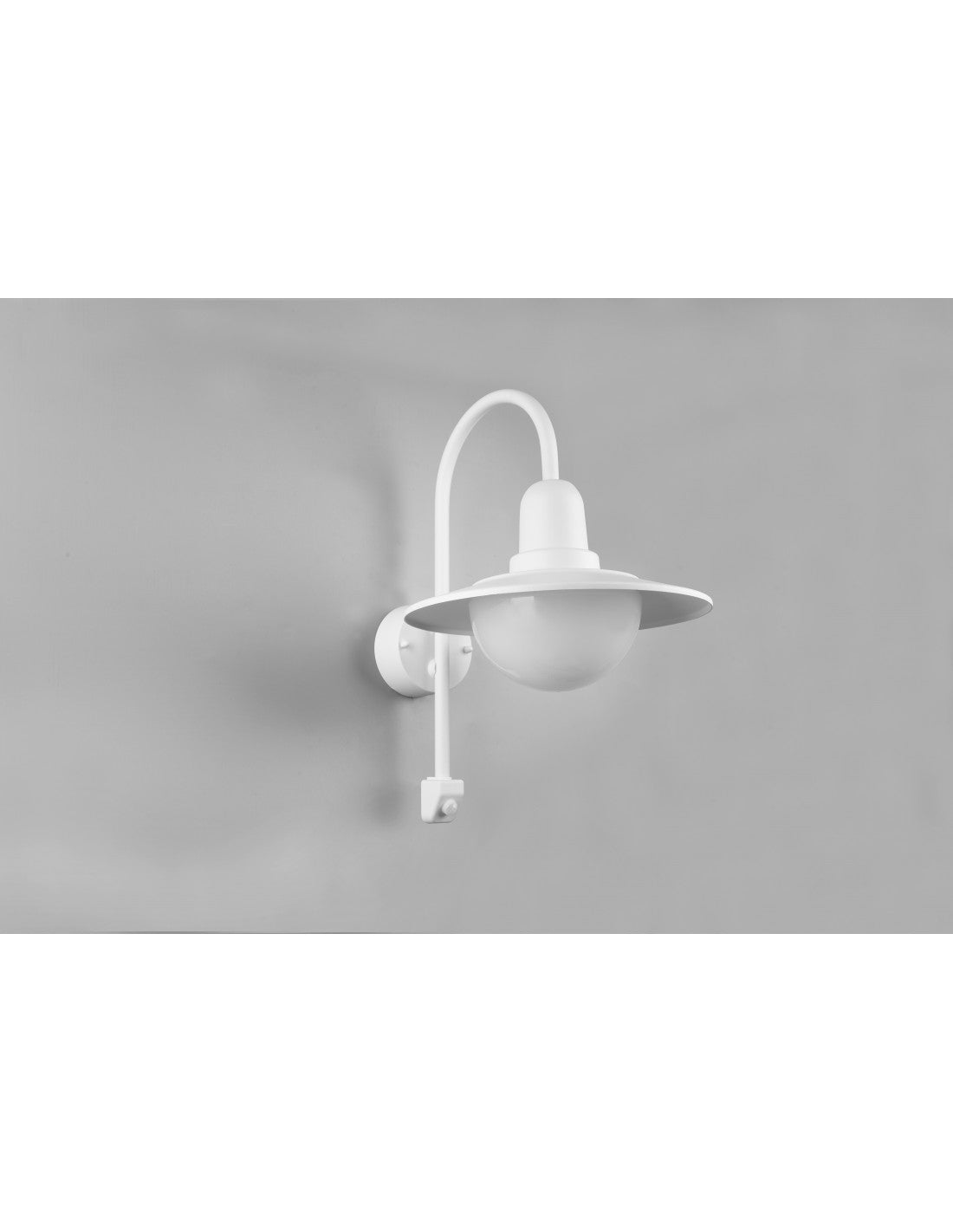 Weiße Vintage-Wandleuchte mit gebogenem Arm und Bewegungssensor IP44 Norman Trio Lighting