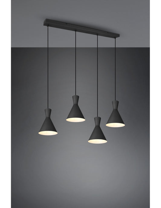 Aufhängung Linear Enzo 4xE27 Schwarz Opaque Trio Beleuchtung