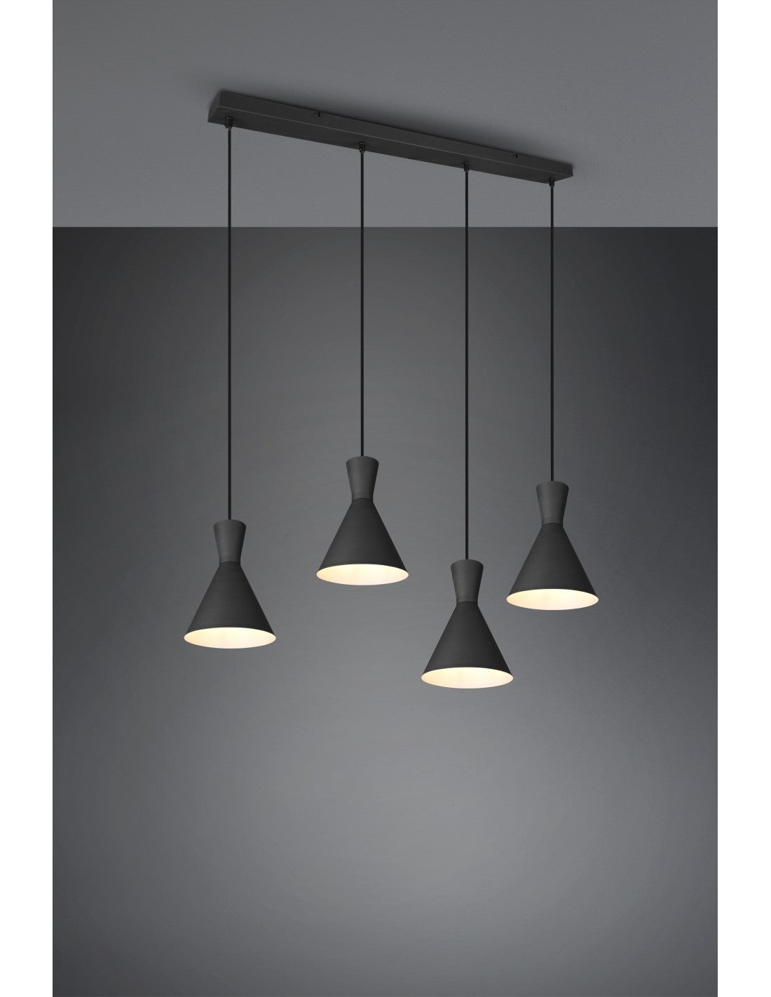 Aufhängung Linear Enzo 4xE27 Schwarz Opaque Trio Beleuchtung