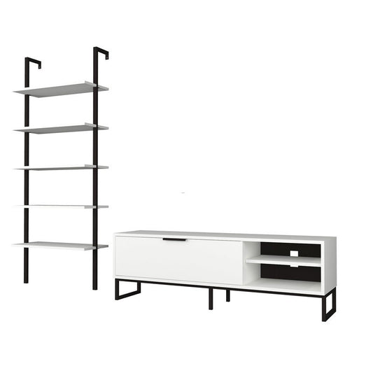 Mobile Port-Port mit Bibliothek 5 Weißer Kantelkanton 70x30xh.180 cm
