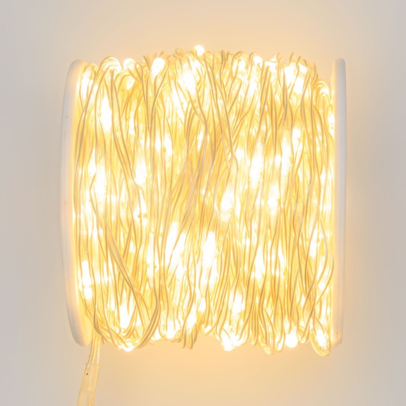 Kette 500 MicroLED Coil 25m warmweißes transparentes Silberkabel