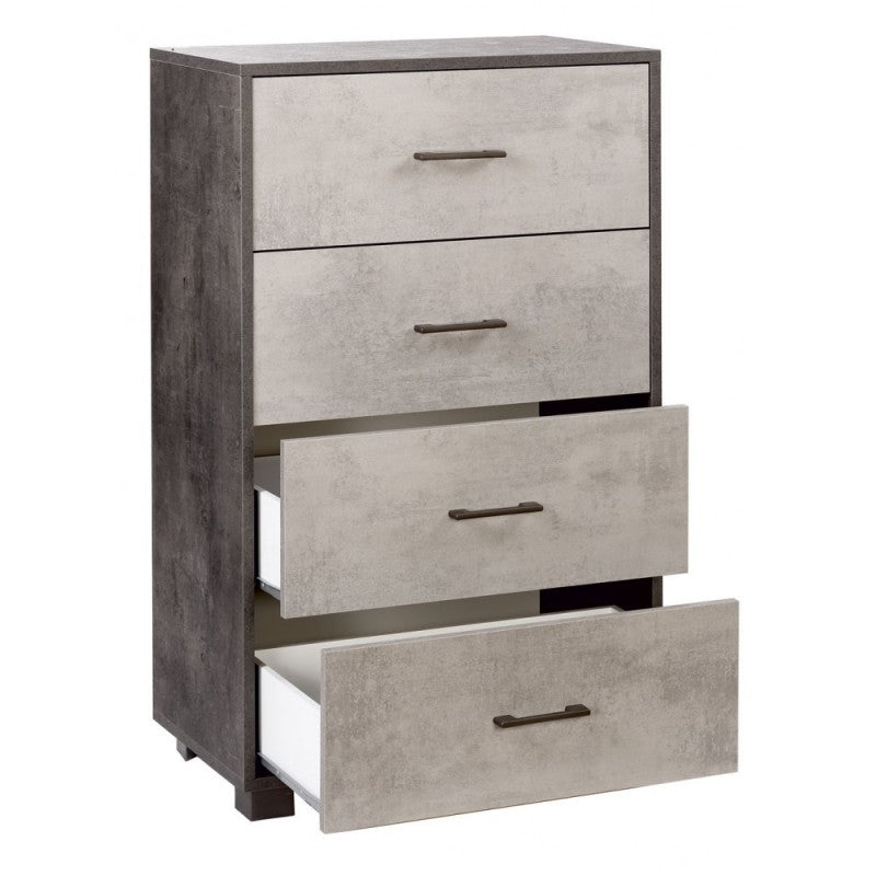 Schlafzimmerkommode mit vier Schubladen Schwarz Weiß 70x41x h112 cm