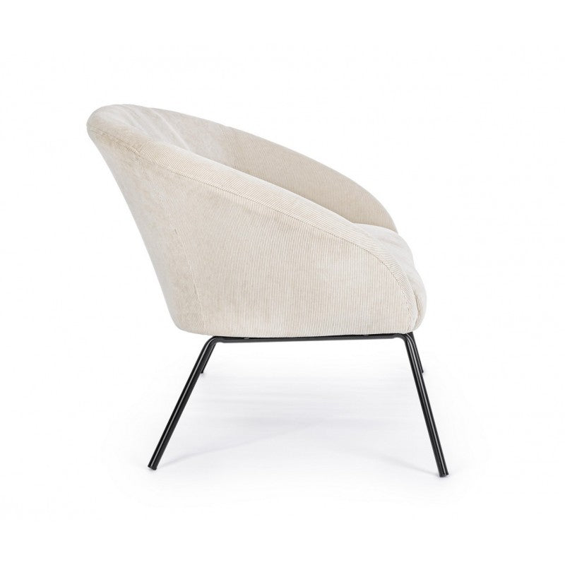 Aiko Velvet Sofa aus weißem Samtstahl, 142 x 80 x 75 cm