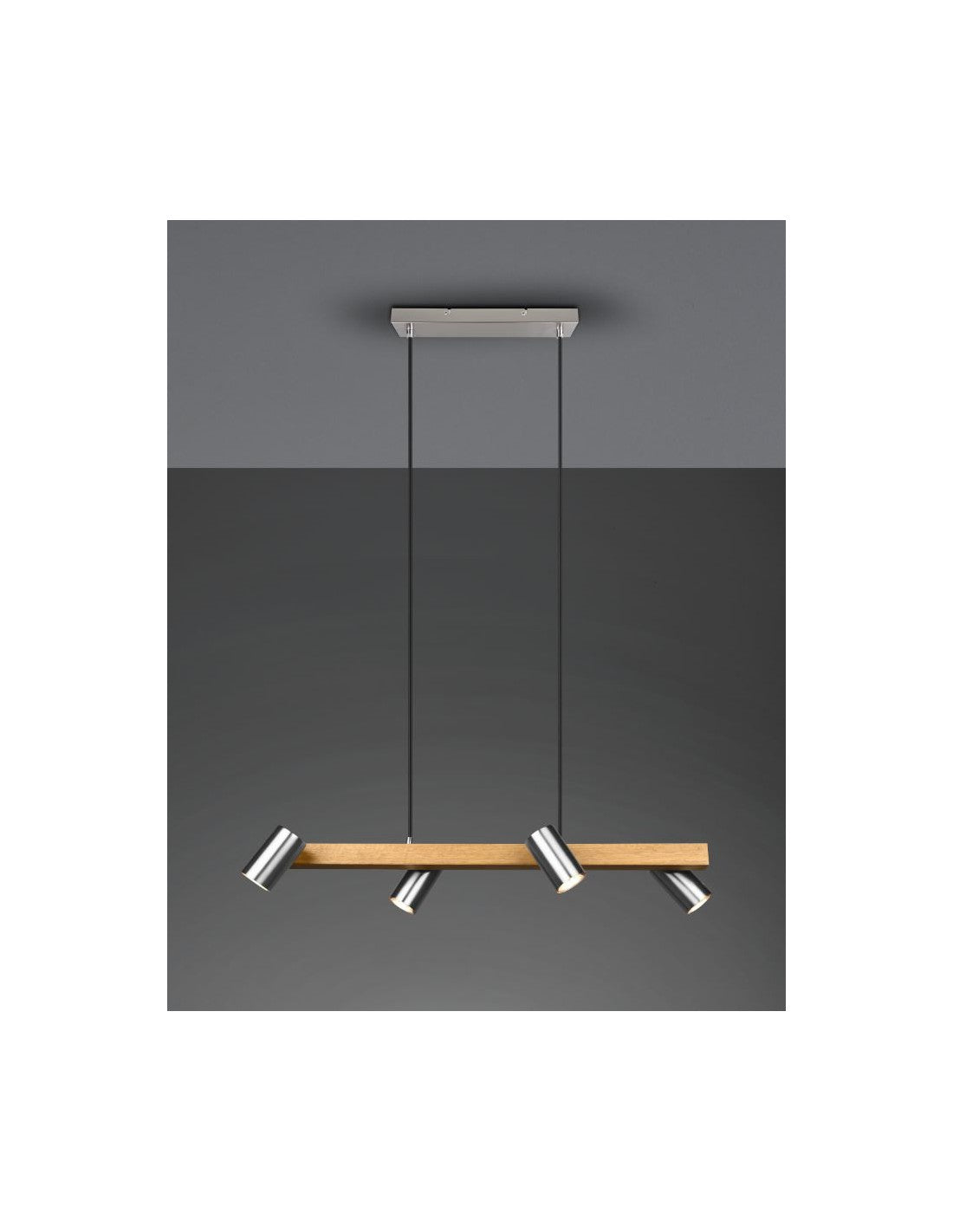 Lampadario Linear Leck E Nichel 4 Spot Cilindtring Orientable Marley Trio Lighting