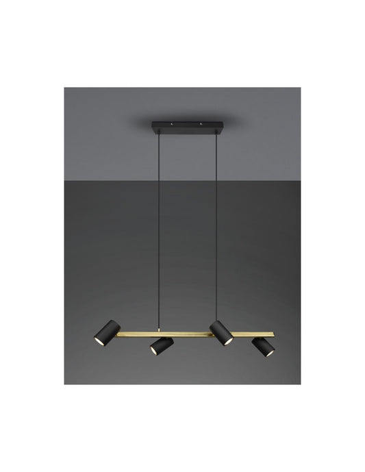 Schwarze Aufhängung mit 4 verstellbaren GU10-Strahlern Marley Trio Lighting