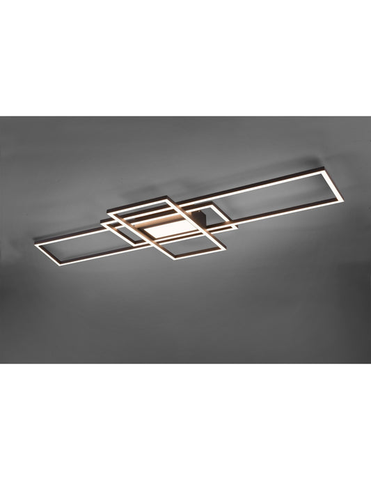 Irvine Deckenleuchte 3 Rechtecke LED 60w Anthrazit L105 cm Dimmbar Trio Lighting