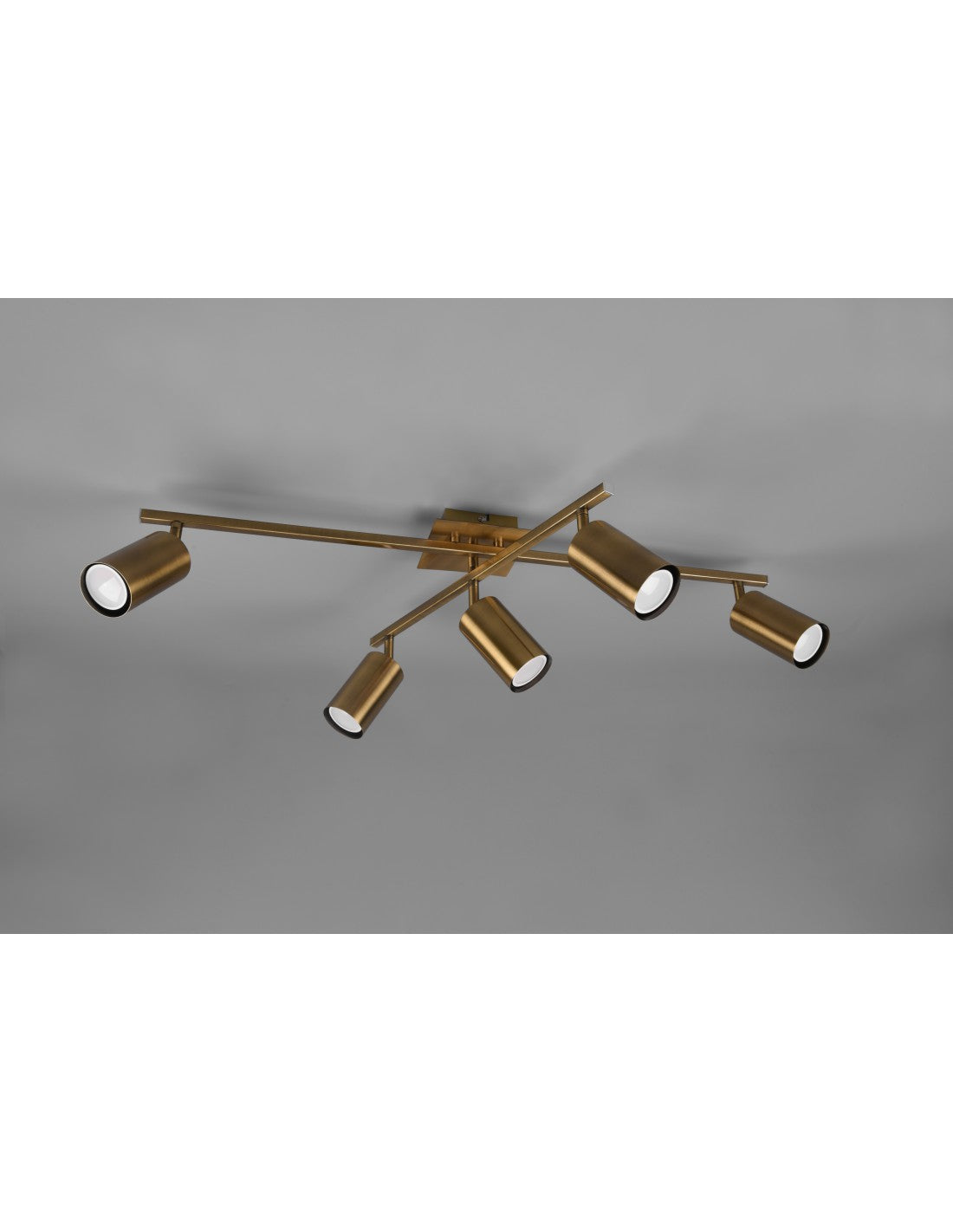 Deckenleuchte mit 5 verstellbaren Strahlern Marley Aged Brass Trio Lighting