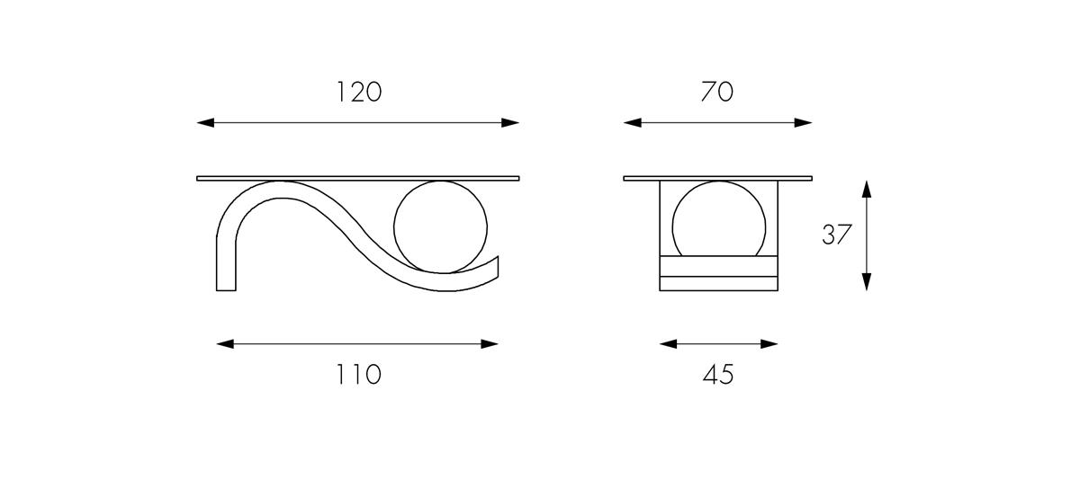 Transparent-beiger Couchtisch 70 cm x 120 cm H. 37 cm