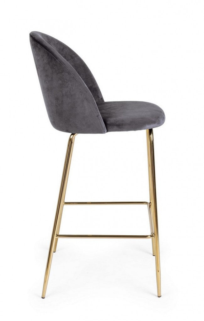 Bar Carry Hocker im modernen Design aus dunkelgrauem Samt
