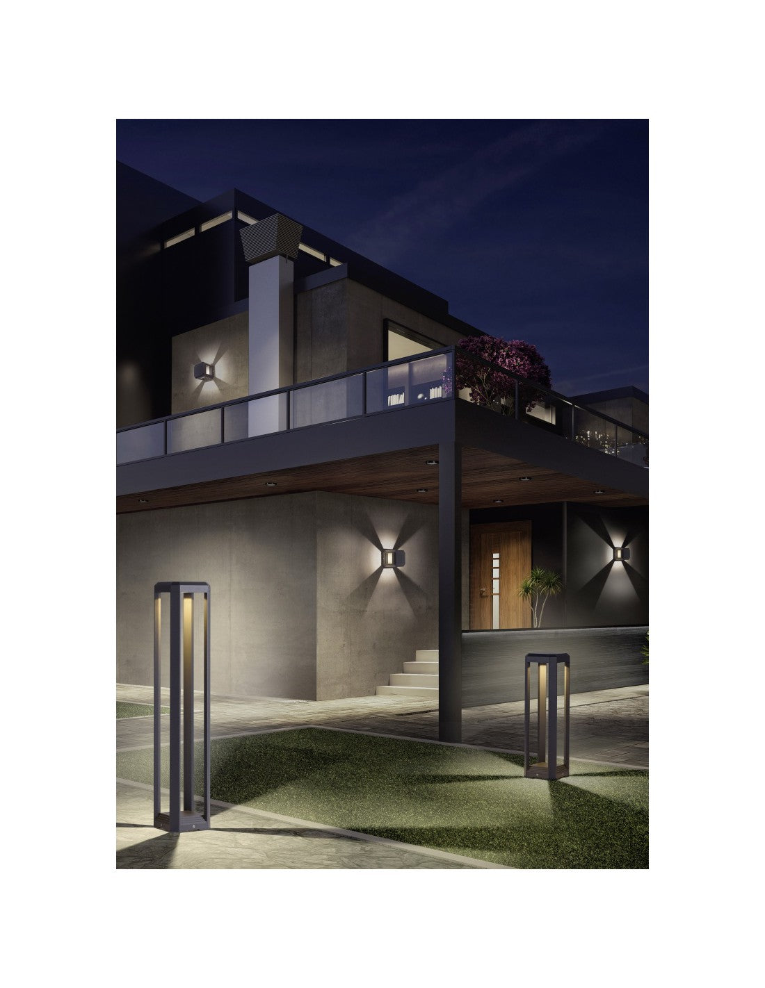 Niedrige LED-Pollerleuchte für den Außenbereich Logone Anthrazit IP65 Trio Lighting