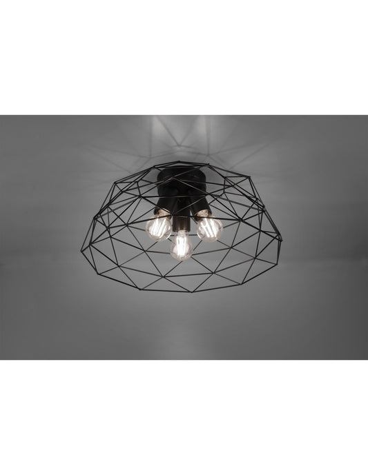Haval Gabbia 3xE27 Mattschwarz Deckenleuchte Ø45 cm Trio Lighting