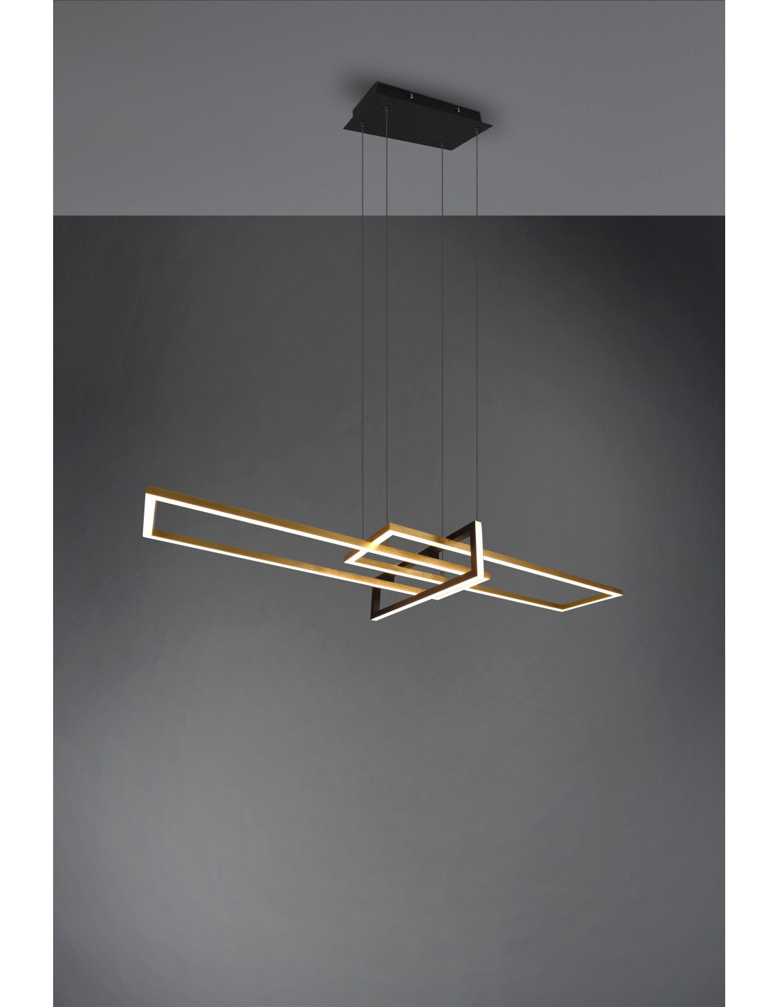 Salinas Pendelleuchte 3 Rechtecke LED 34w Gold-Schwarz L110 cm Dimmbare Trio-Beleuchtung