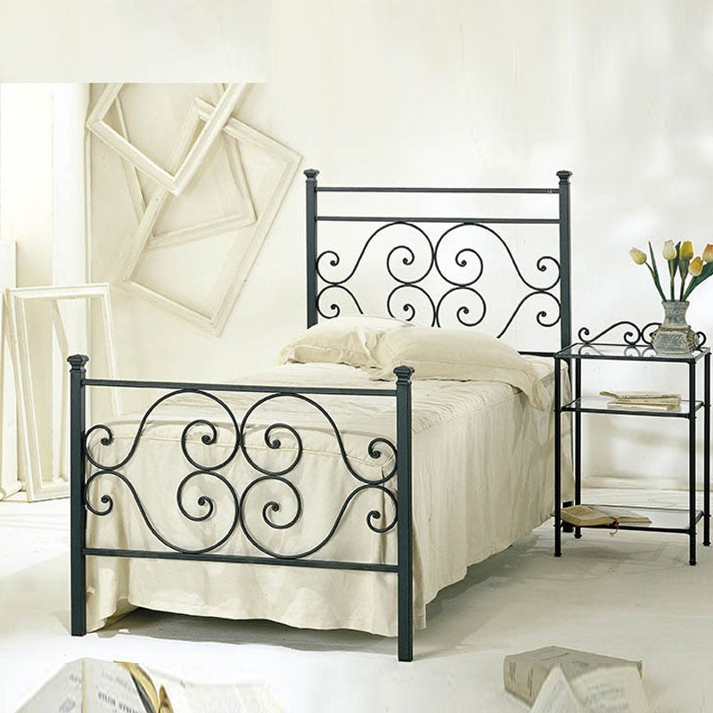 Schwarzes Einzelbett aus Schmiedeeisen mit Fußteil Firenze