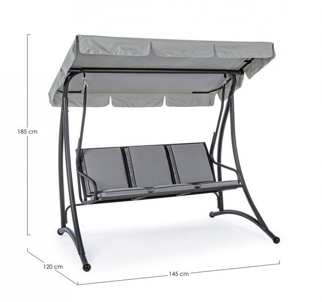 Stahlschaukel drei Plätze Anthrazit GRÜN 190x120x h185 cm