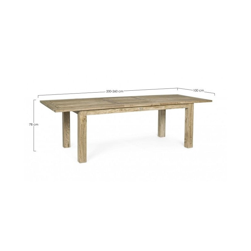 Externer Ausreiselpunkt in Lunterstützung Teak FSC cm 200-260x 100x h 78