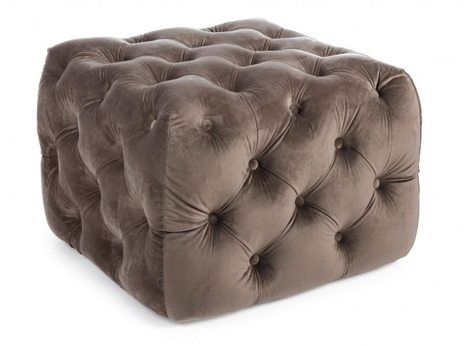 EVAN S taubengrauer Samt-Pouf 62x62x H46 cm