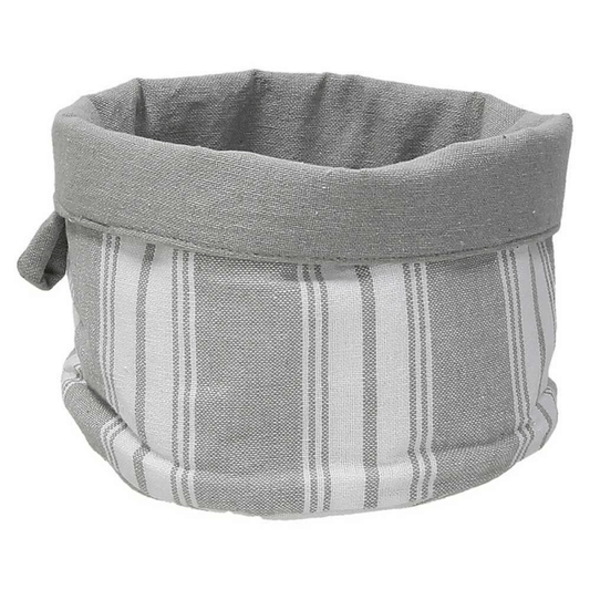 Runder grauer Brotkorb aus grauer Baumwolle