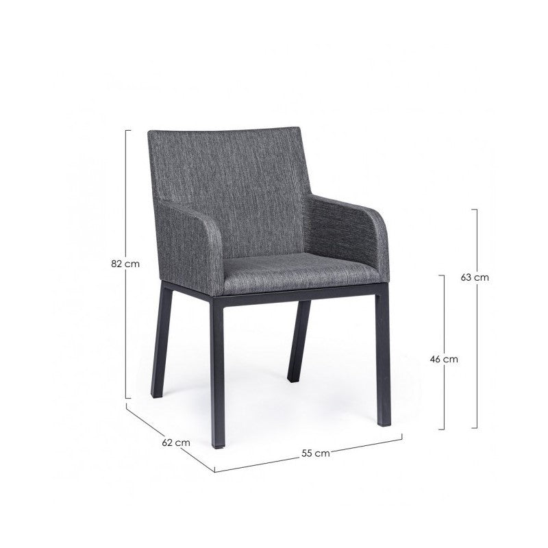 Outdoor-Stuhl mit Armlehnen aus anthrazitfarbenem Stoff OWEN JX55 55x62x h82 cm