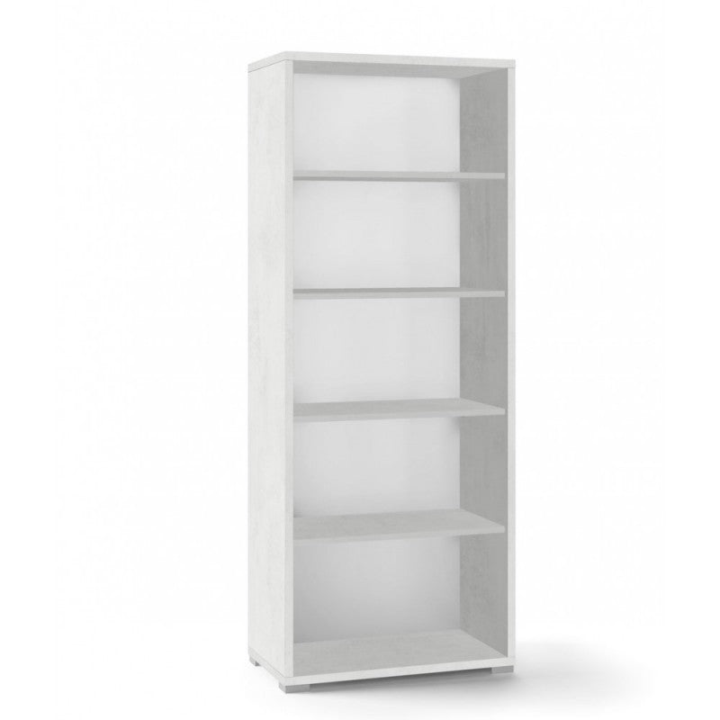 Modernes hohes Bücherregal aus Ossido-Weißholz mit vier Regalen, 71 x 41 x 199 cm