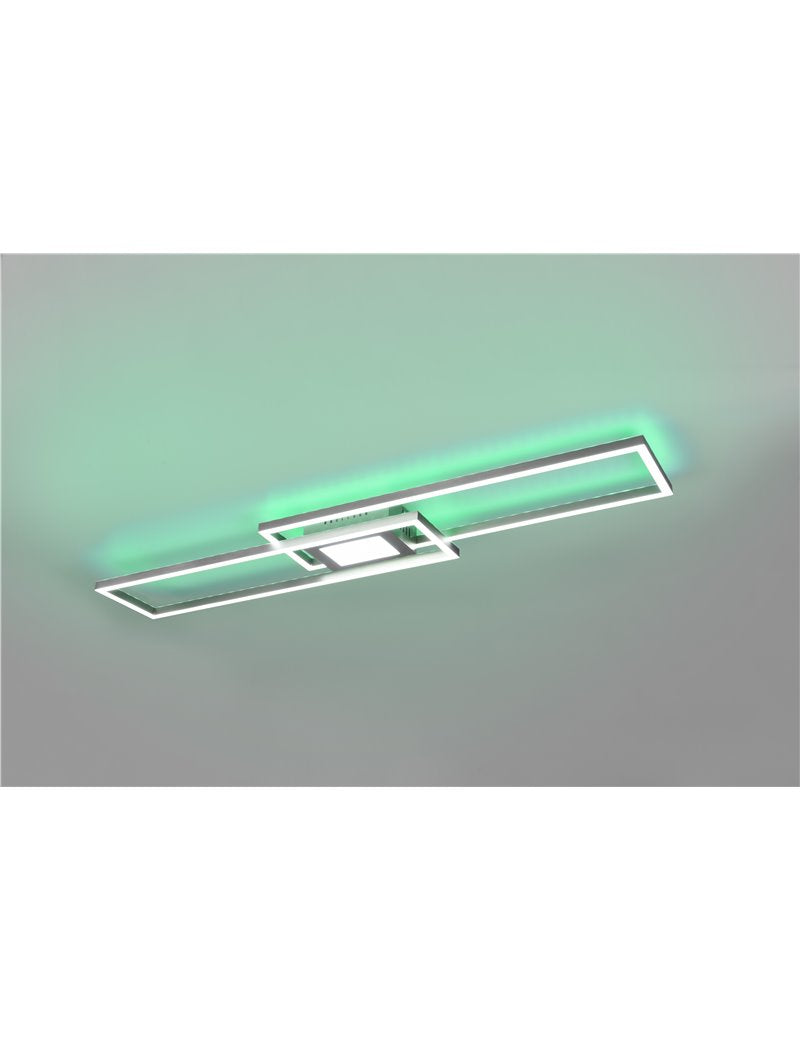 Ganado rechteckige LED-Deckenleuchte aus Stahl mit RGB-Hintergrundbeleuchtung und Multifunktions-Fernbedienung l. 110 cm moderne LED