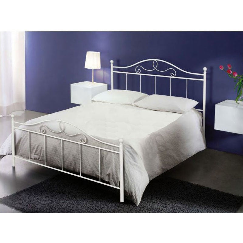 Doppelbett aus mattweißem Schmiedeeisen 170x200xH.130 cm