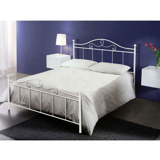 Doppelbett aus mattweißem Schmiedeeisen 170x200xH.130 cm