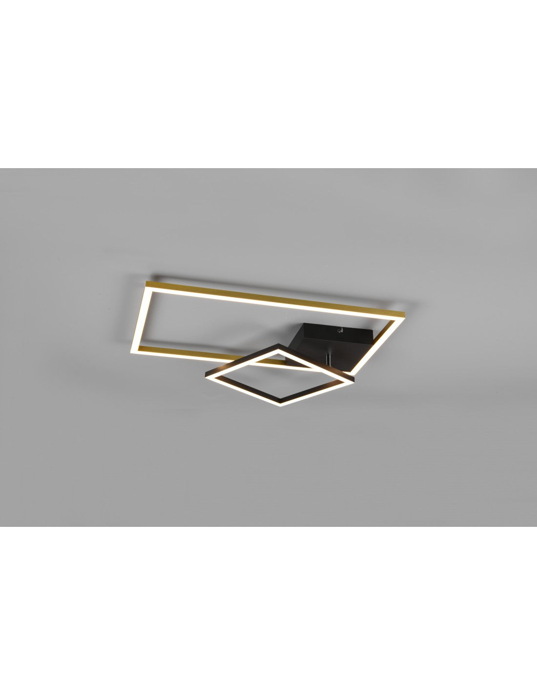 Verstellbare quadratische Messing-Deckenleuchte mit LED-Dimmer, Bratpfannen-Trio-Beleuchtung