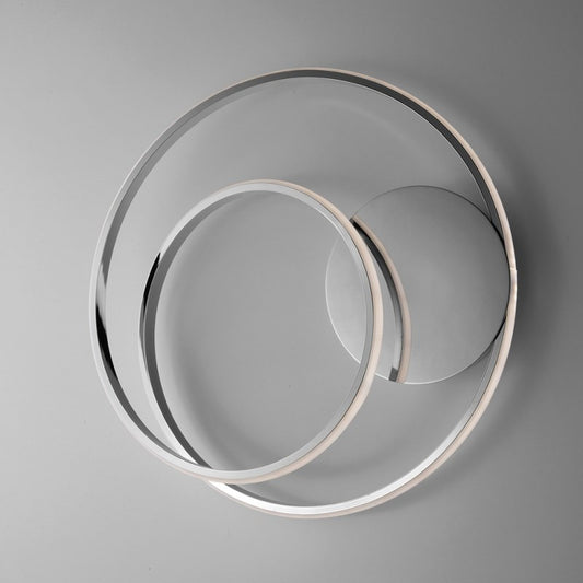 Deckenleuchte aus poliertem Chrommetall und Aluminium mit integrierter LED 46x h7 cm