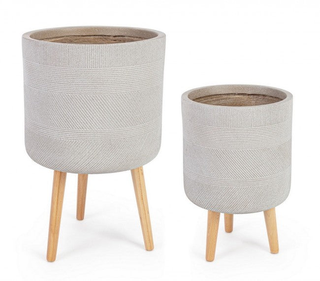 Set2 Vase Rigo Auf Dreibein Beige